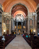Interior of church showing fire damage